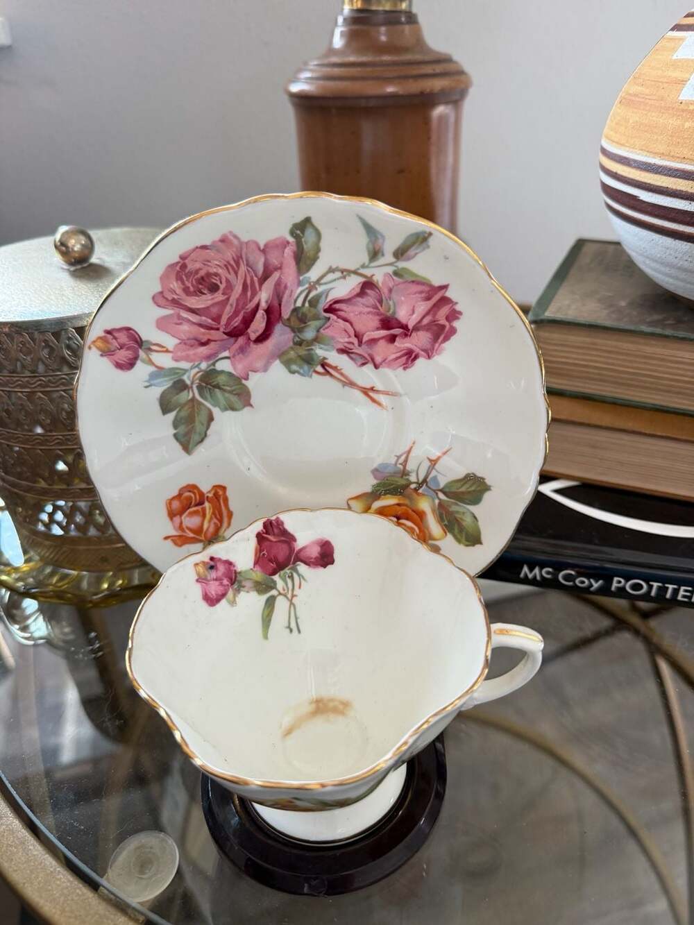Hammersley Morgans Rose Fine Bone China Teacup and Saucer Set